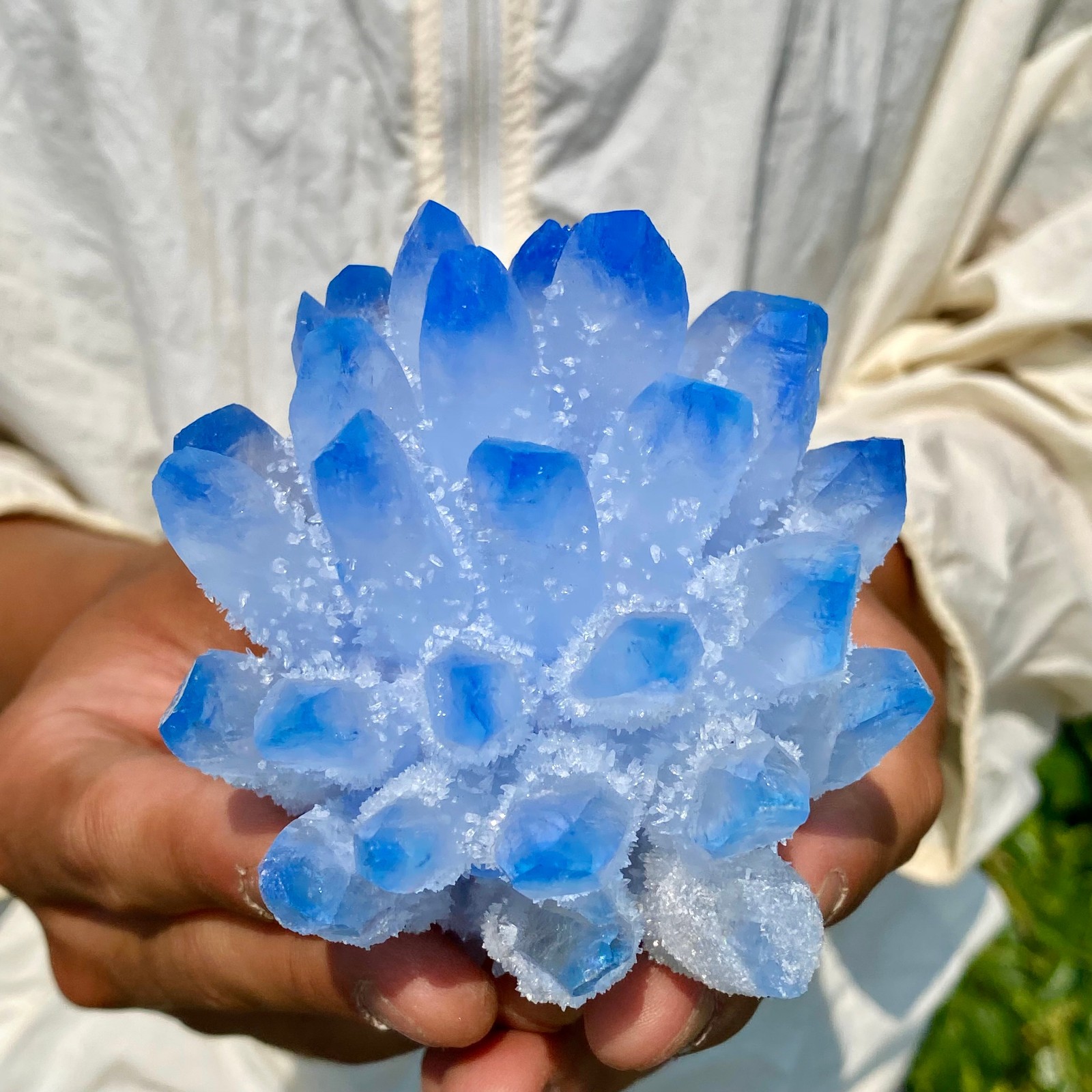 405G New Find blue Phantom Crystal Quartz Cluster Mineral Specimen Healing