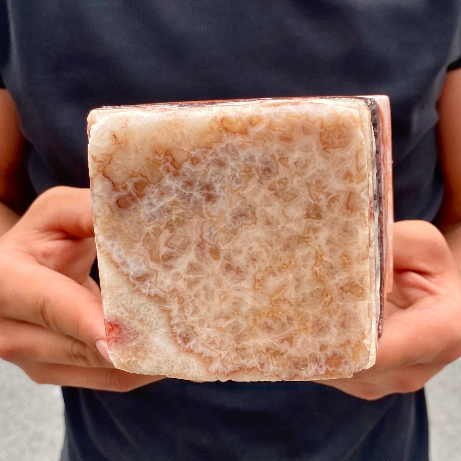 4.2LBNatural Pork Belly Stone Meat Shape Calcite Feng Shui Home Display Ornament