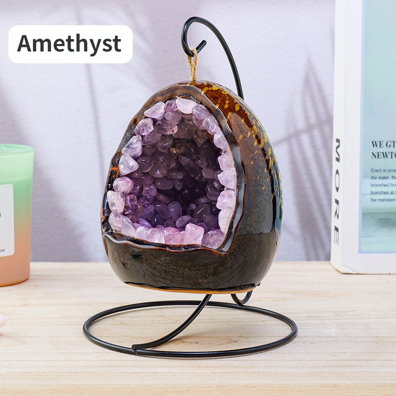 Natural Colorful Crystal Dinosaur Egg Nightlight Decoration Lamp USB Lighting