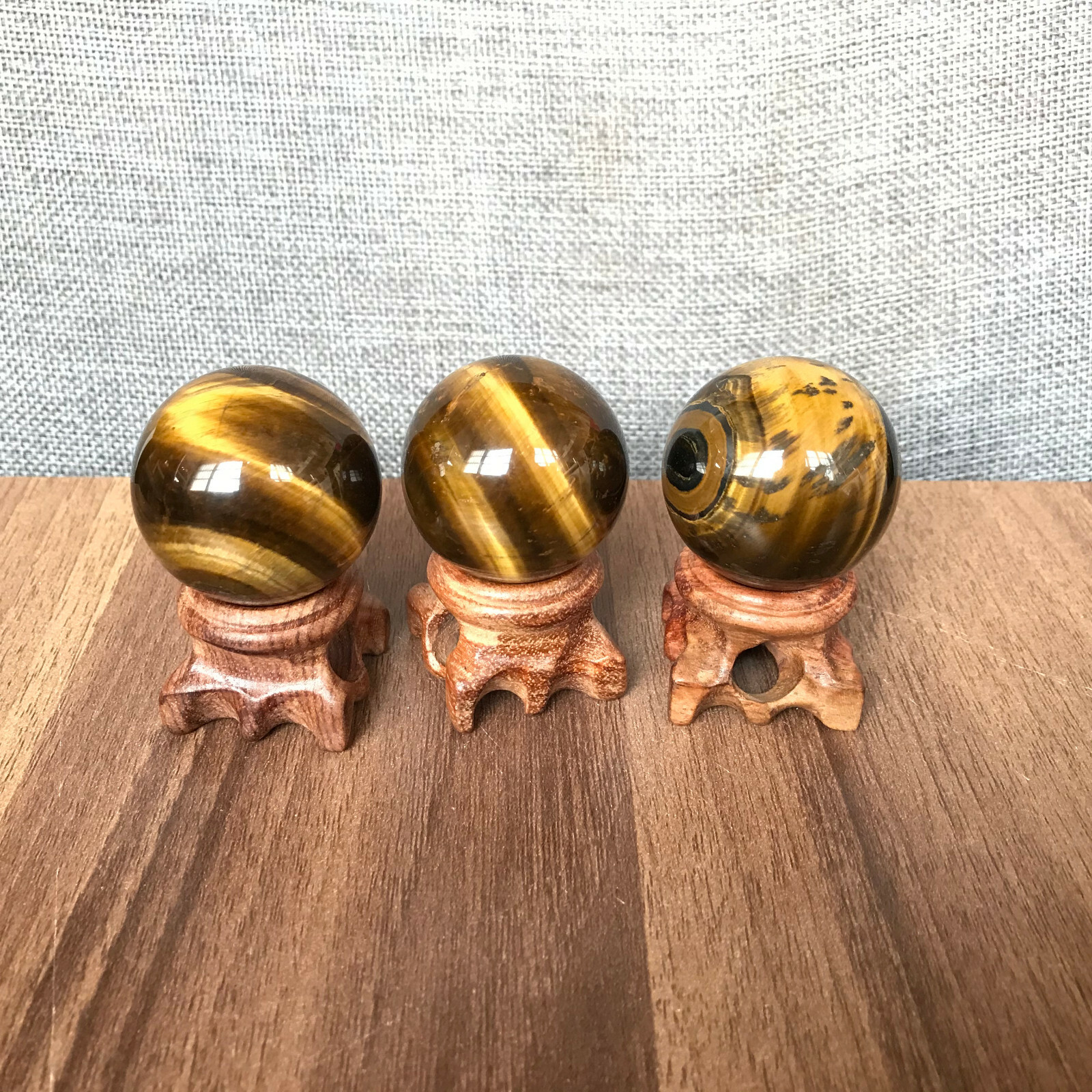 Natural tiger’s-eye Quartz magic Sphere Crystal Ball Healing & pedestal 1PCSC652
