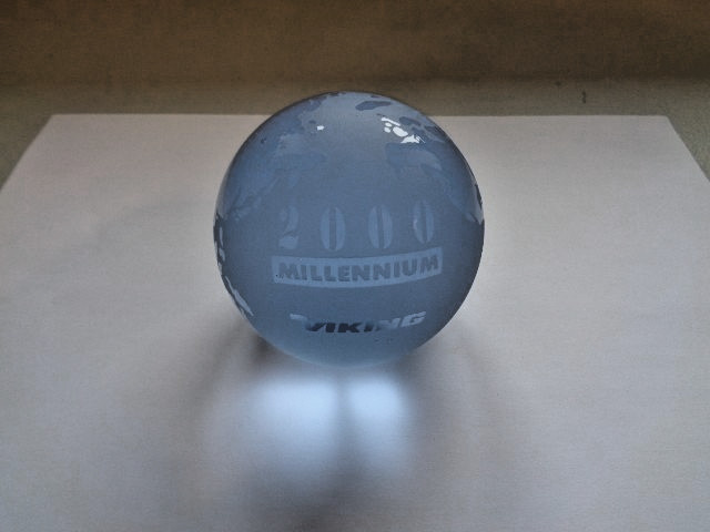 Viking Millennium 2000 Blue Crystal Paper Weight 2.9in tall Weight 1.4lbs Used