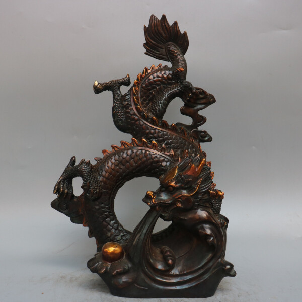 6.42lb Ancient Chinese Handcrafted.Brass Exquisite.Dragon’s play with beads.gift