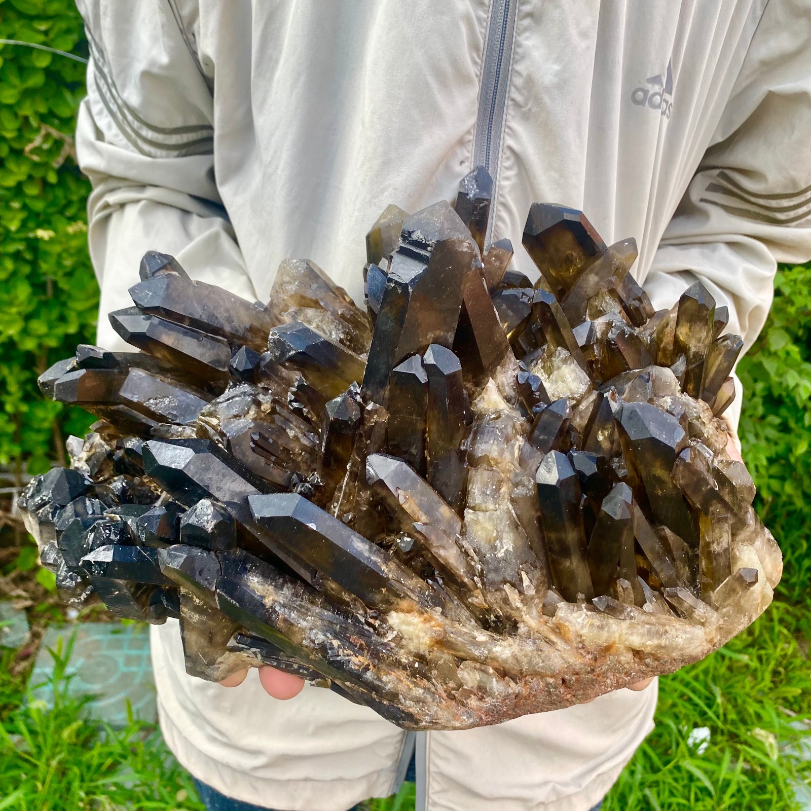 16.9LB Natural Black Smoke Color Quartz Cluster Crystal Specimens Mineral Healin