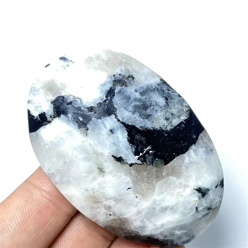 72g Rare Color Rainbow Moonstone Quartz Crystal Healing Reiki Palm Stone