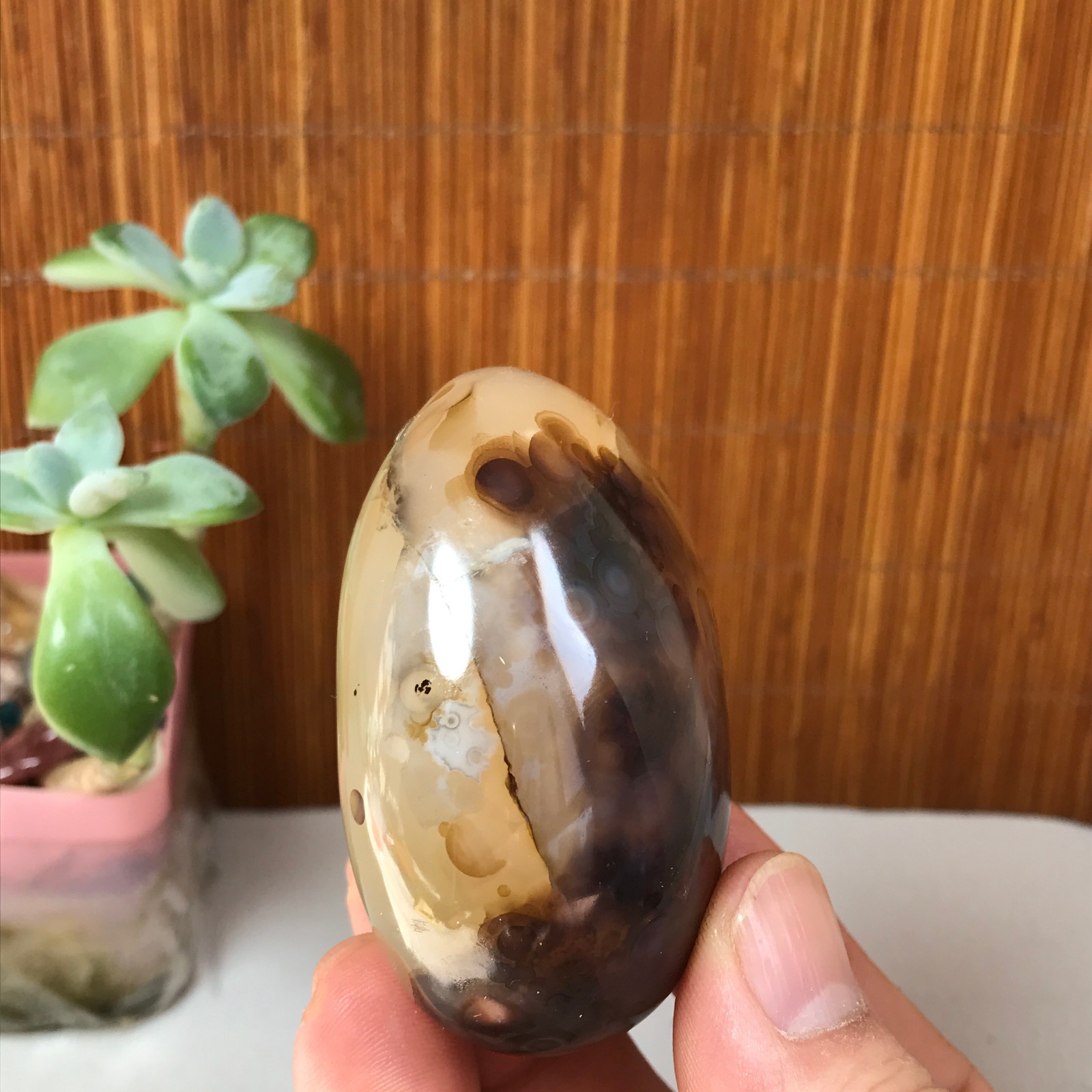 63-48-35mm Natural aquatic plants agate pretty Crystal specimens 145g A1882