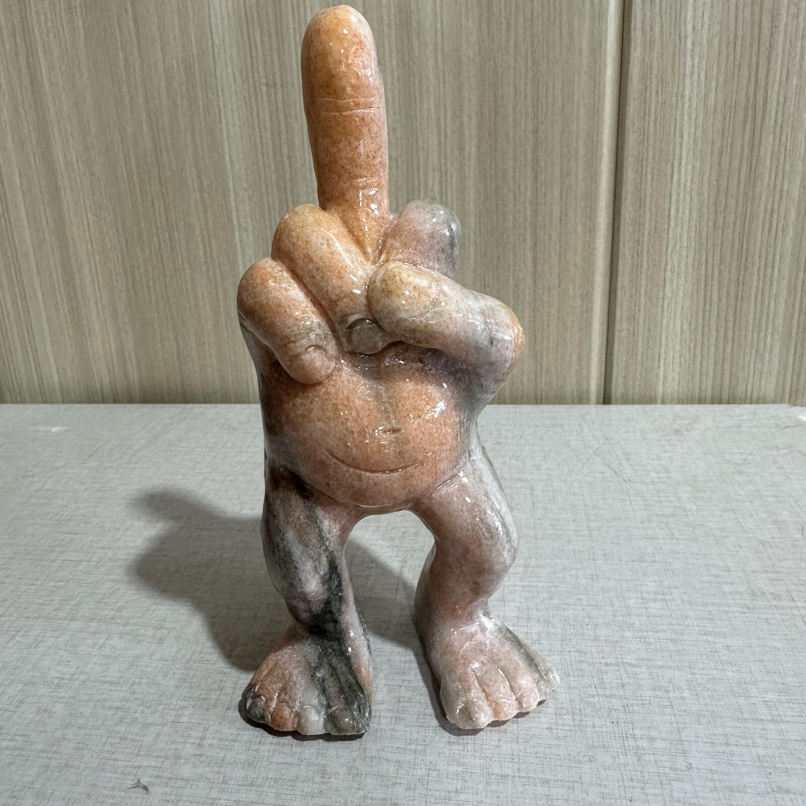 1pc natural sunstone quartz carved middle finger skull crystal healing gift