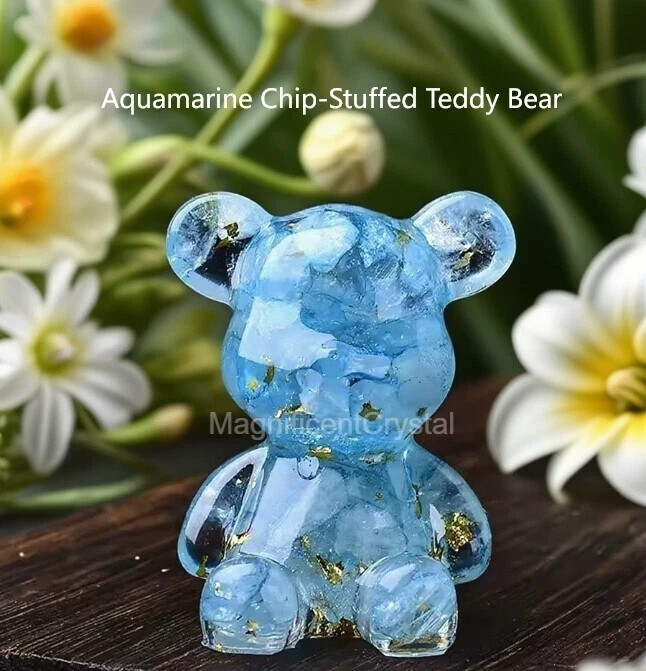 5PCS/Set Natural Crystal Chip-Stuffed Teddy Bear Healing Decor Spiritual Gifts