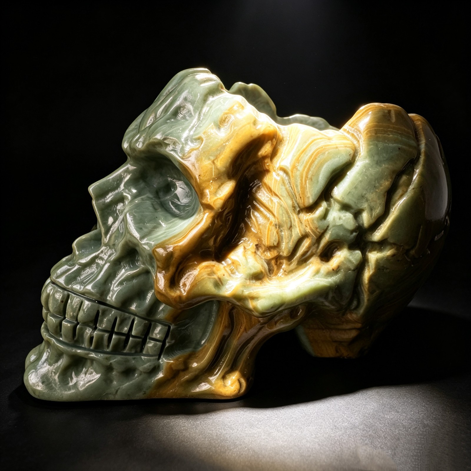 Hand Carved Songhua Stone Predator Skull Ashtray Gothic Sci-Fi Man Cave Decor