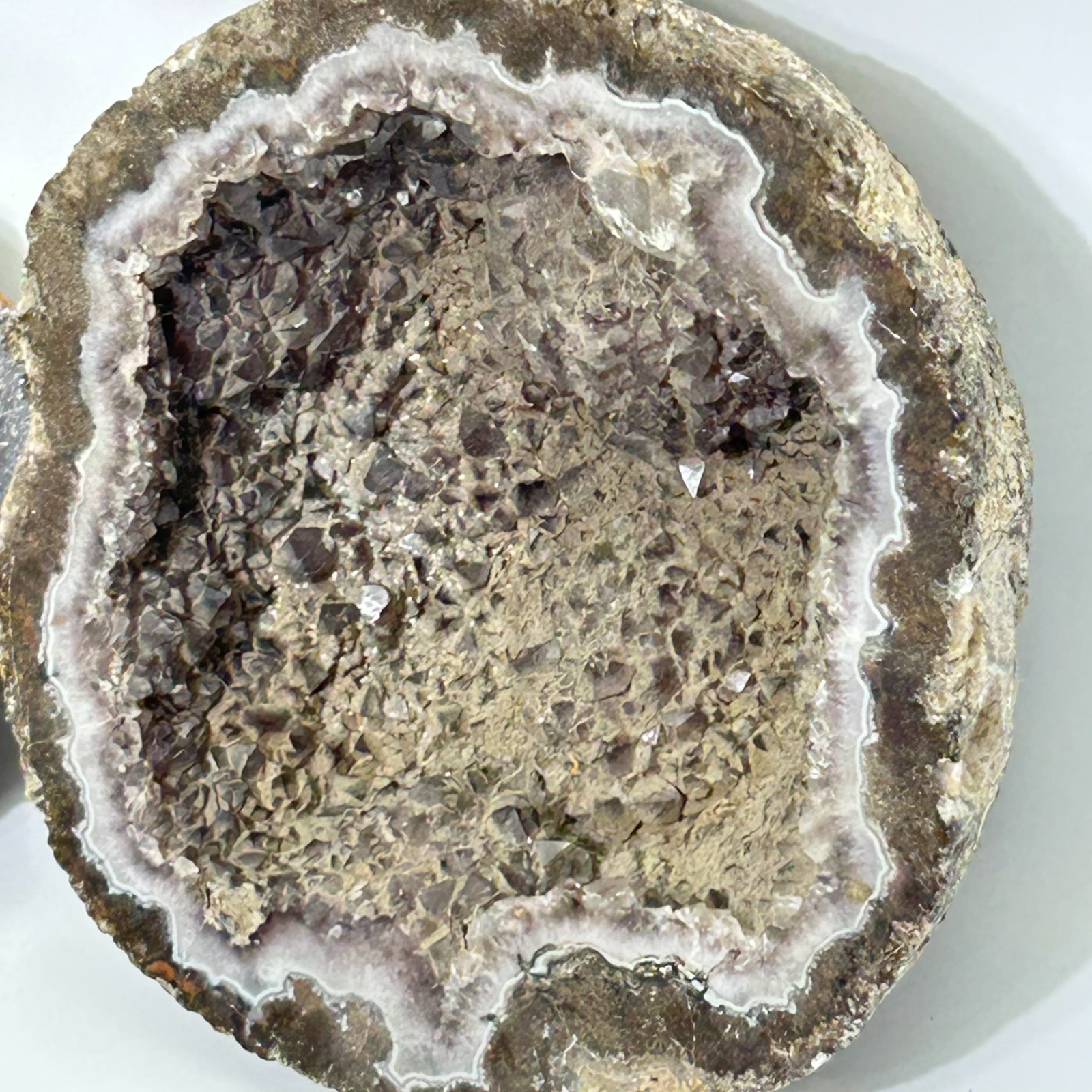 2 Piece Dark Crystal Quartz Hollow Open Geode Rock with Sparkling Crystal Inside