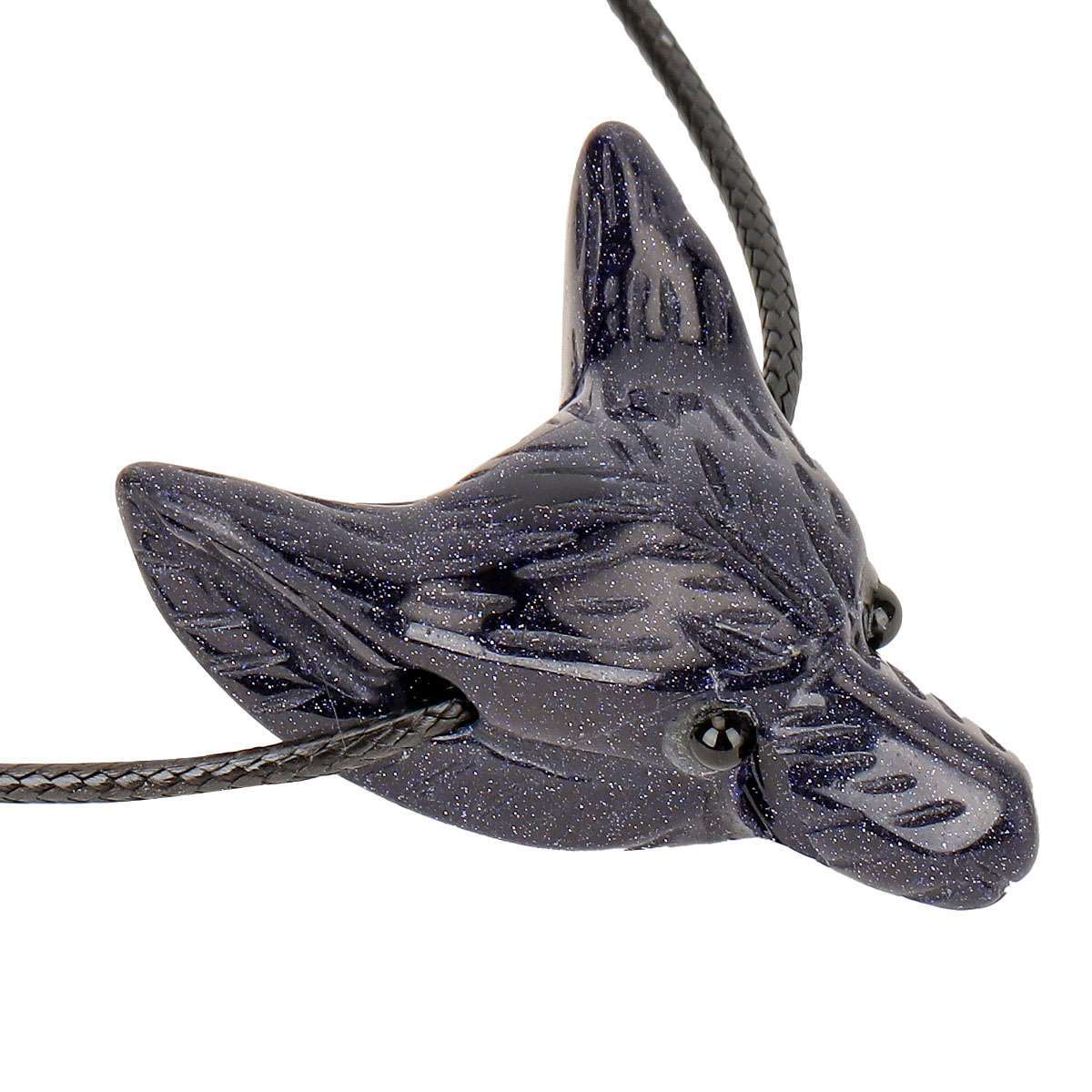 Men Women Stone Wolf Head Pendant Reiki Healing Gem Crystal Figurine Necklace