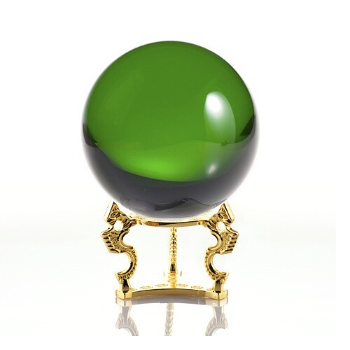 Crystal Ball Sphere for Feng Shui, Meditation, Decor, with Gold Dragon Stand.