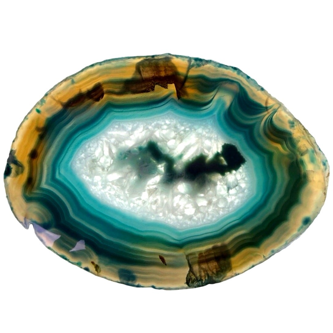 Irregular Oval Teal Agate Slices Vibrant Home Decor Display or Coasters-3 PC