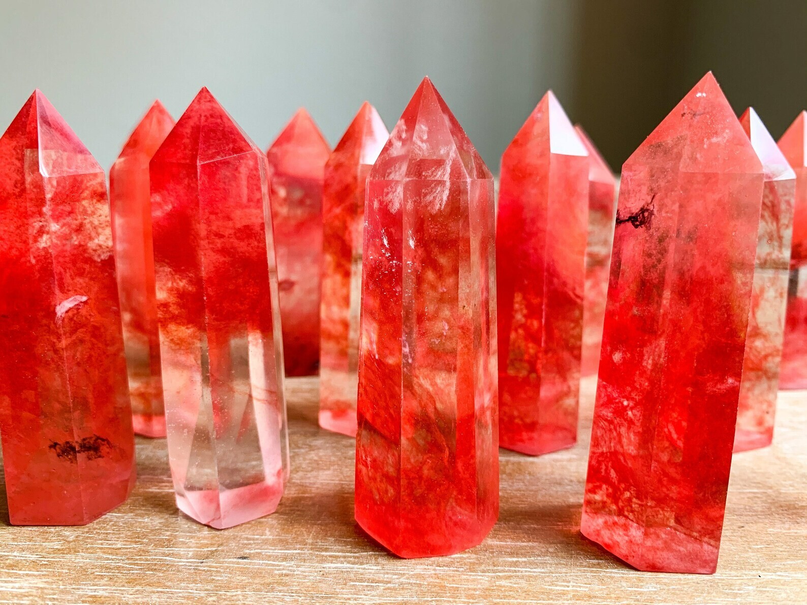 Red Cherry Quartz Healing Crystal Tower Point Wands Obelisk Home Decor Gifts