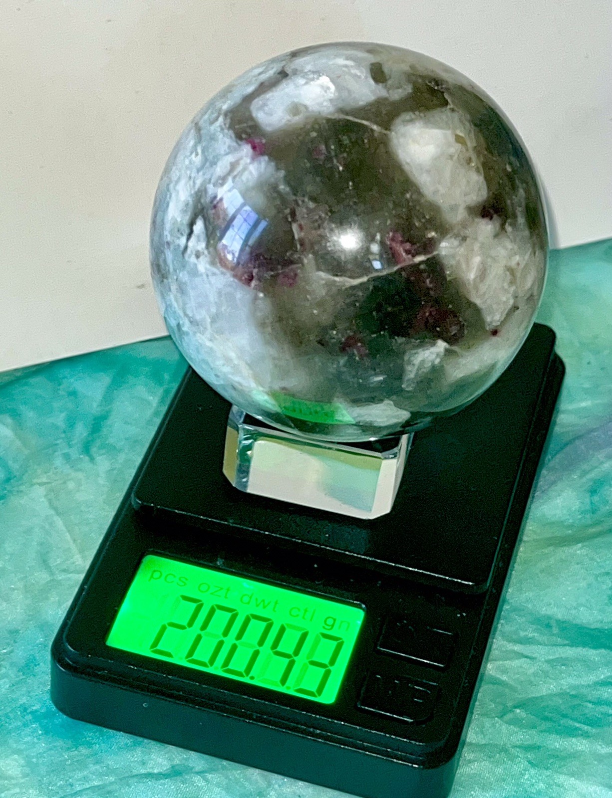 ⚡️sale⚡️🩷⚪️ Pink Tourmaline Smokey Quartz crystal sphere crystals 200g 52mm