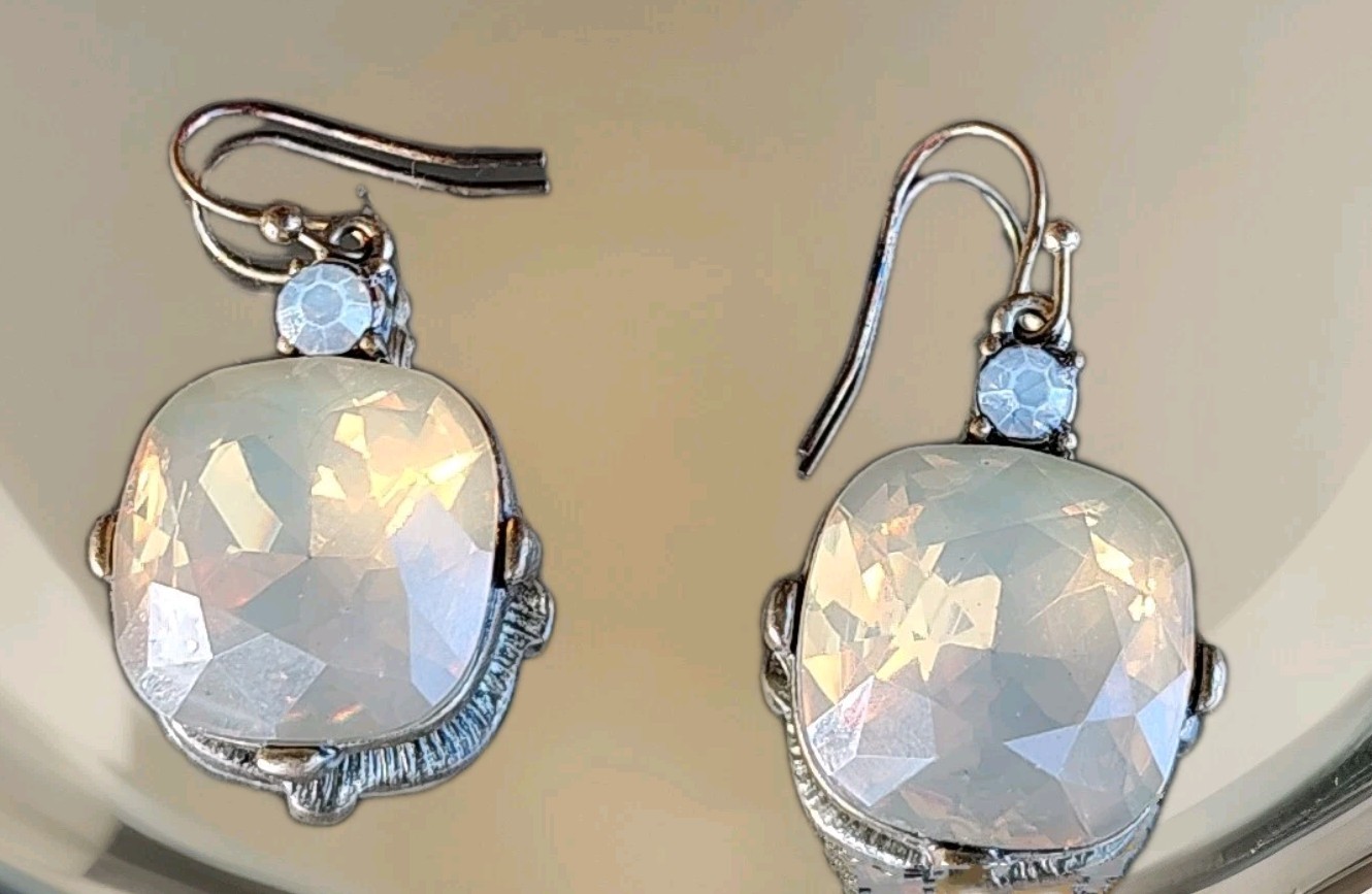 Blonde Crystal Cushion Color Changing Dangle Earrings