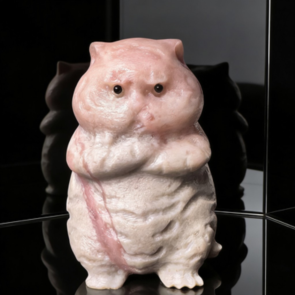 2.8inNatural Pink Opal ‘Fang ErBao’ Cat Figurine – Healing Crystal Home Decor