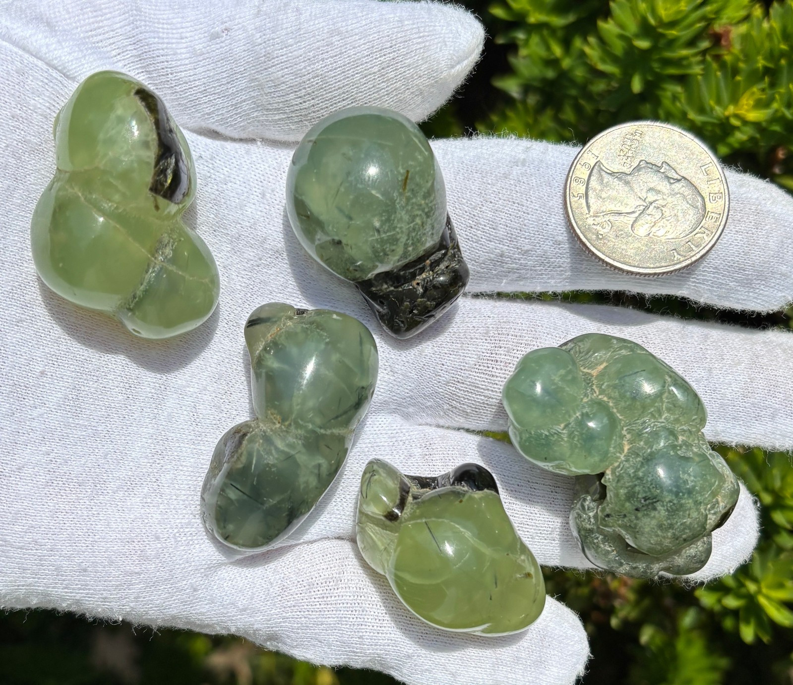 USA SALE 120g LOT 5 PREHNITE & EPIDOTE BOTRYOIDAL TUMBLES TUMBLE STONE STONES