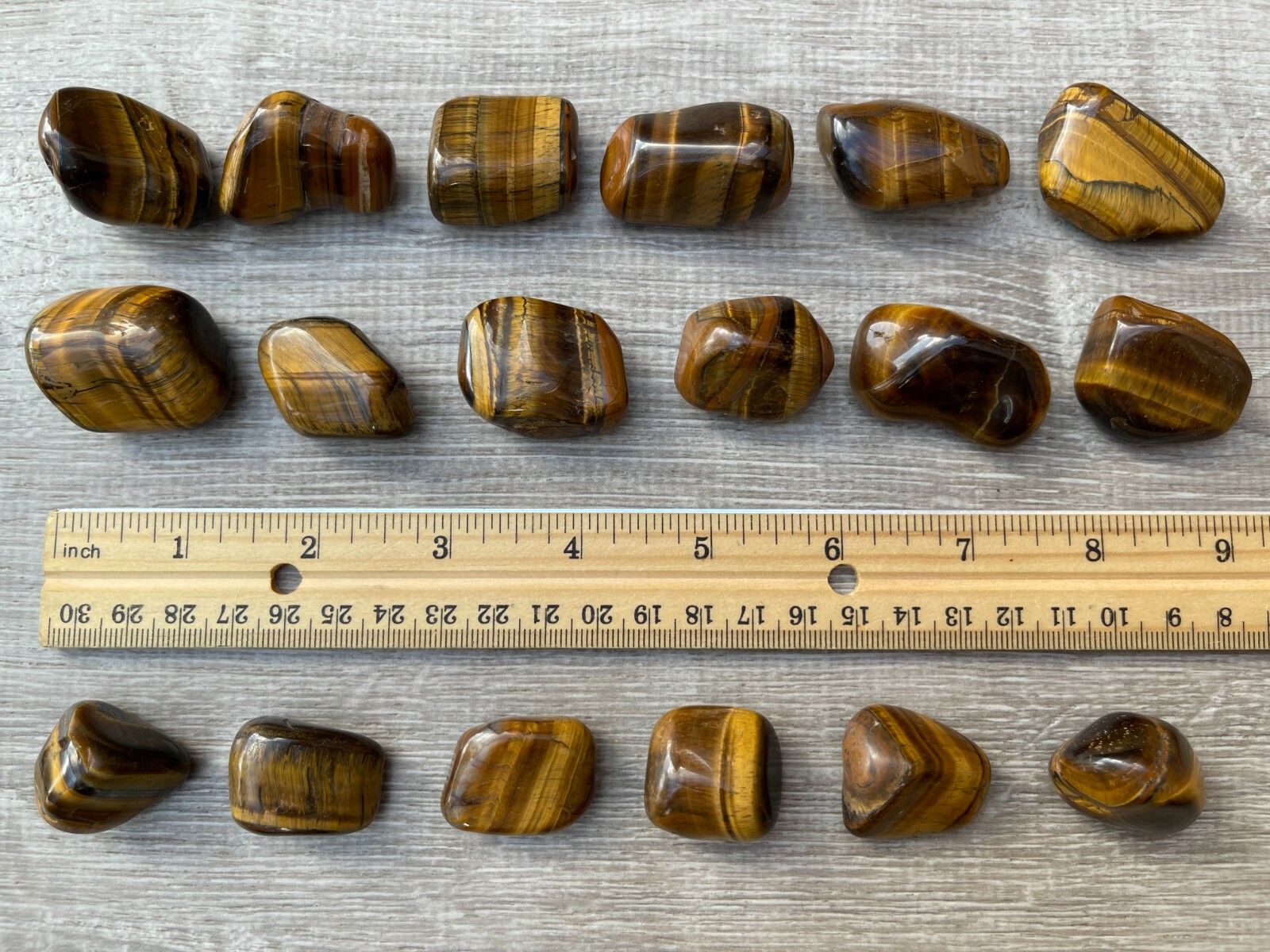 Grade A++ Gold Tiger Eye Tumbled Stones, 0.85″-1.5″ Tumbled Tiger Eye, Bulk Lot