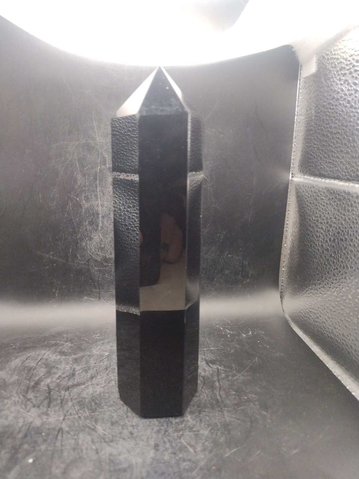Large 7 chakra black obsidian tower! 7 inches tall, 1.2 pounds!
