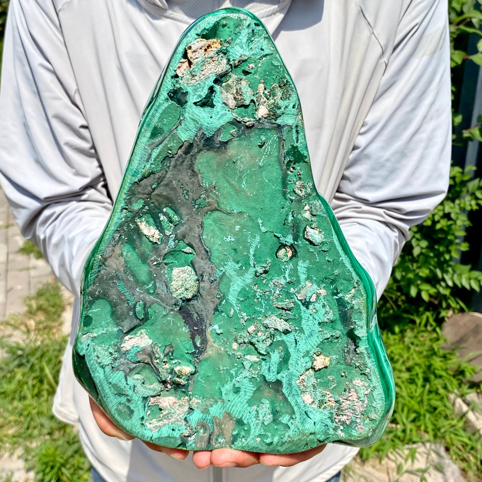 9.25LB Large Natural glossy Malachite transparent cluster rough mineral sample