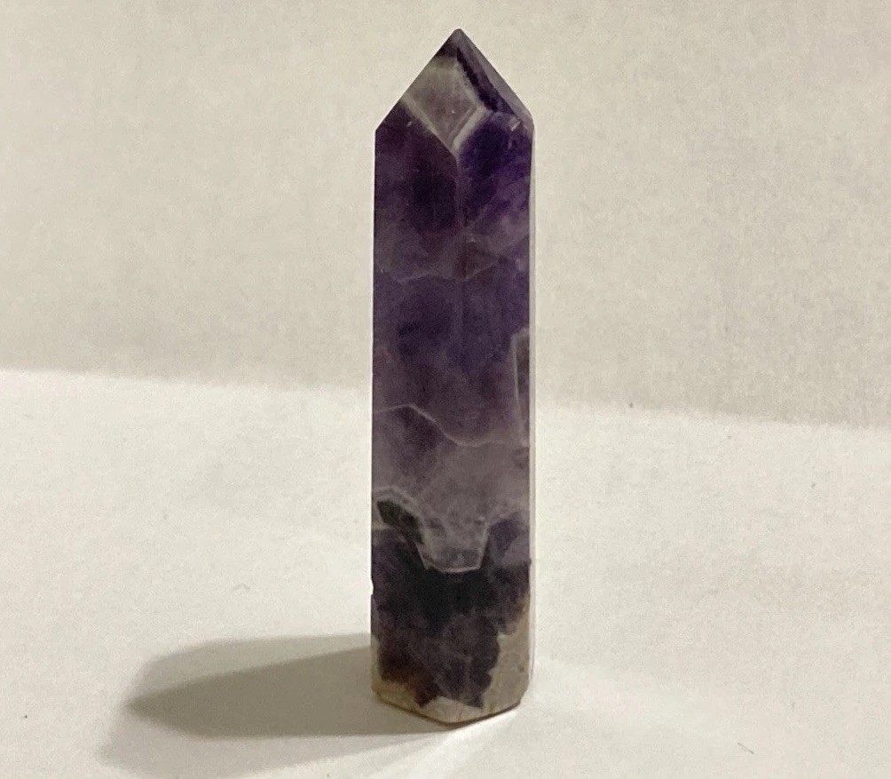 24G Purple Amethyst Cut Polished Crystal Tower Pyramid Decor Mineral Specimen