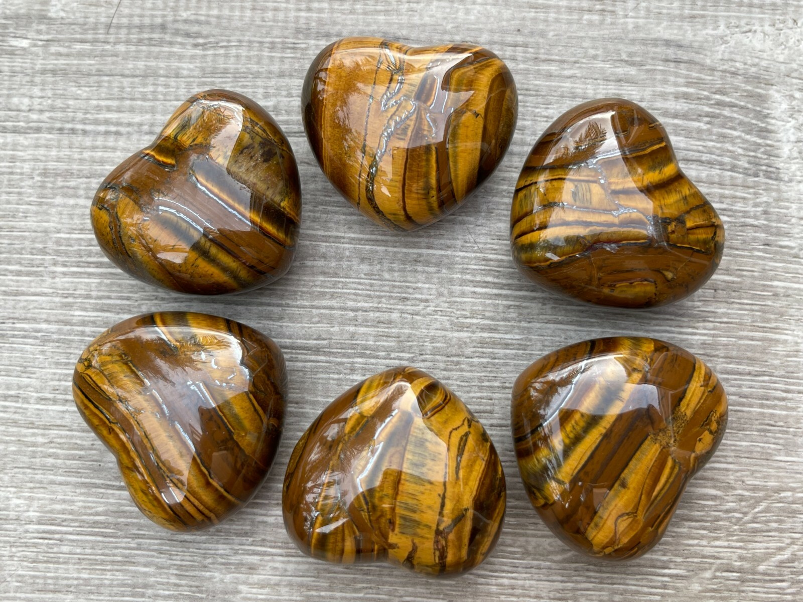 Large Tiger Eye Heart, 1.75″ Crystal Gemstone Puffy Heart, Protection Stones
