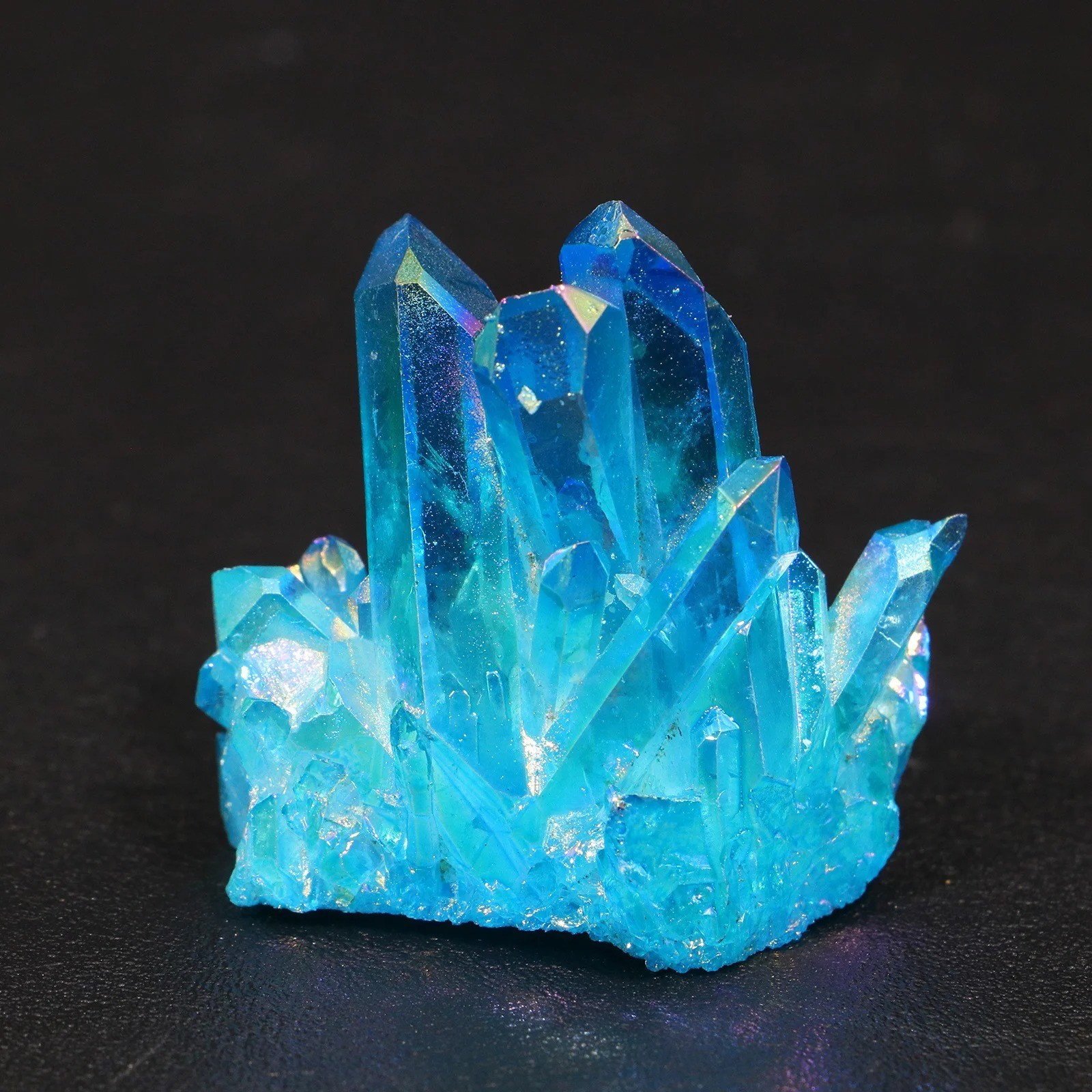 Aqua Aura Blue Quartz Titanium Cluster Mineral Specimen Geode Ornament 80-110g