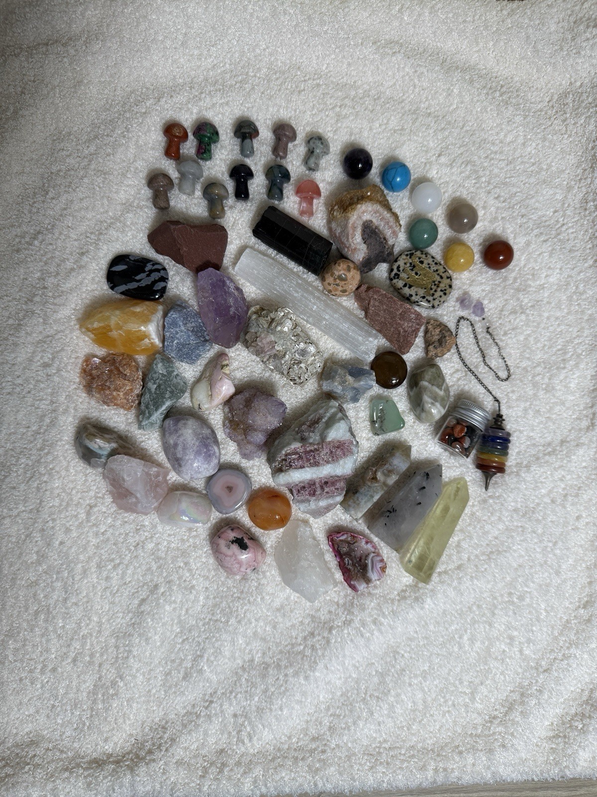50+ Crystal Lot- Agate Geode, Aura Quartz, Pink Tourmaline, Pink Opal & More!