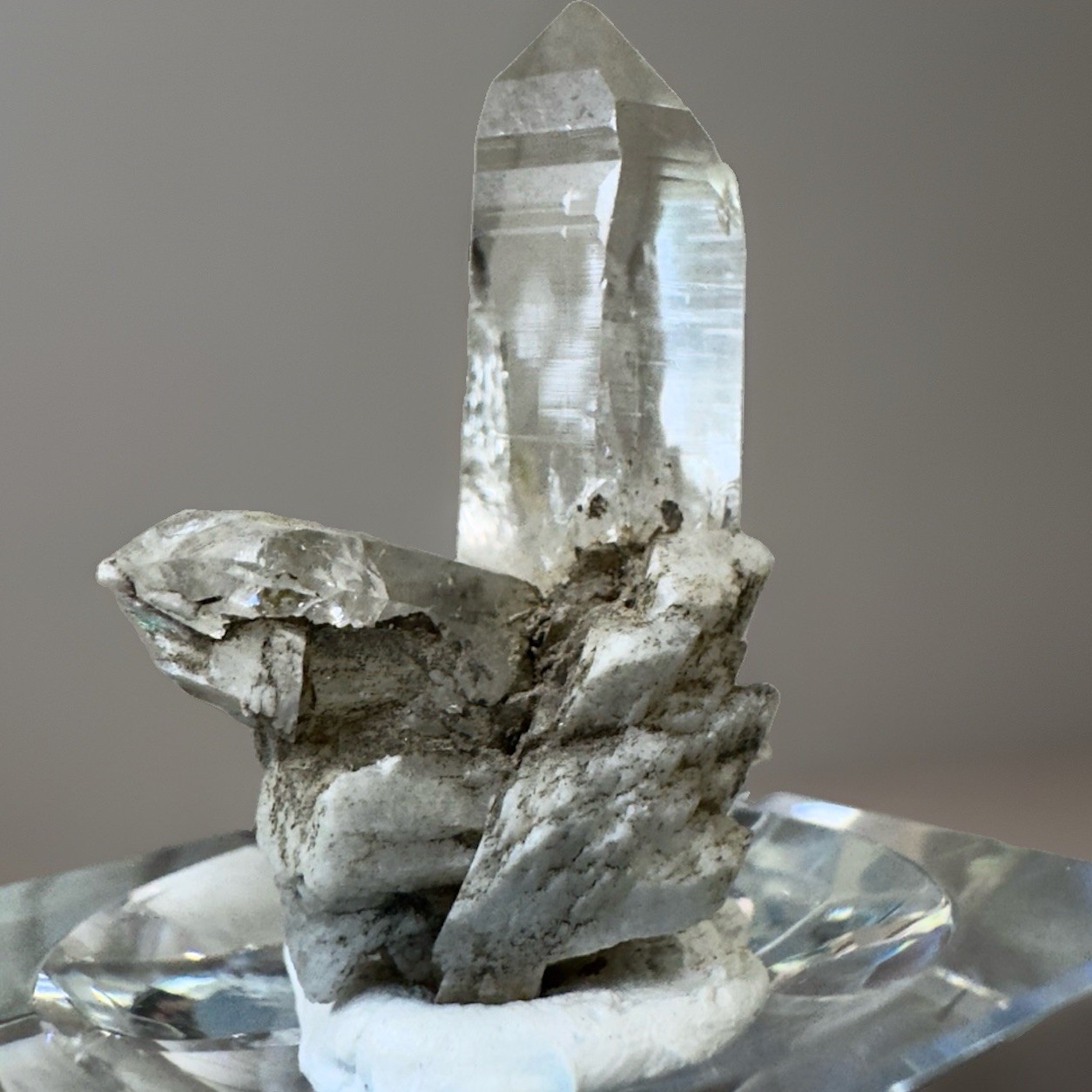 “Mountain Sentinel” Hashupi Himalayan Akashic Quartz on Feldspar & Mica Crystal