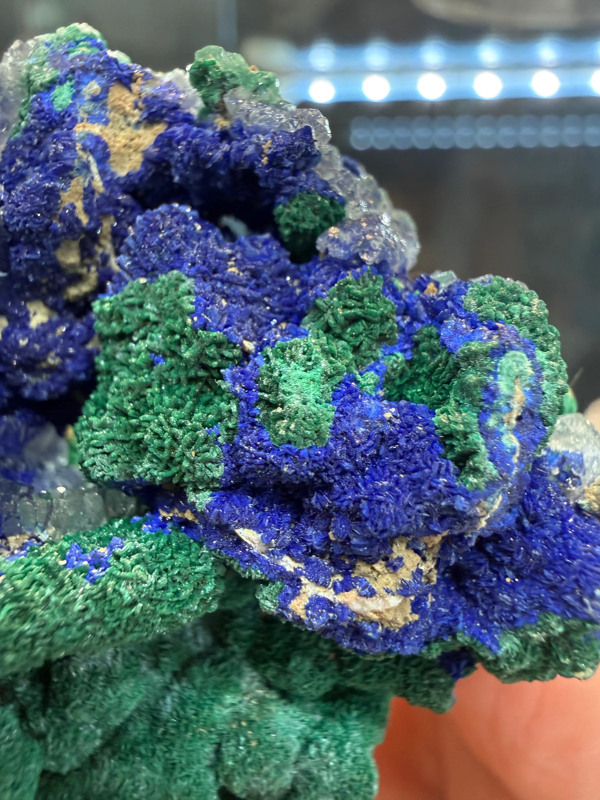 Azurite, Malachite ps Selenite, Calcite- Apex Mine, Washington County, Utah, USA
