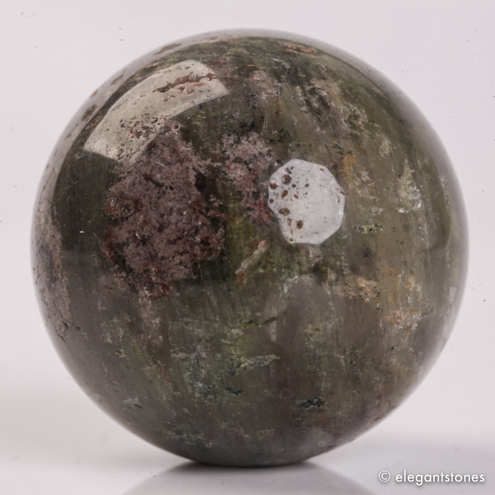 48g32mm Natural Garden/Phantom/Ghost/Lodolite Quartz Crystal Sphere Healing Ball