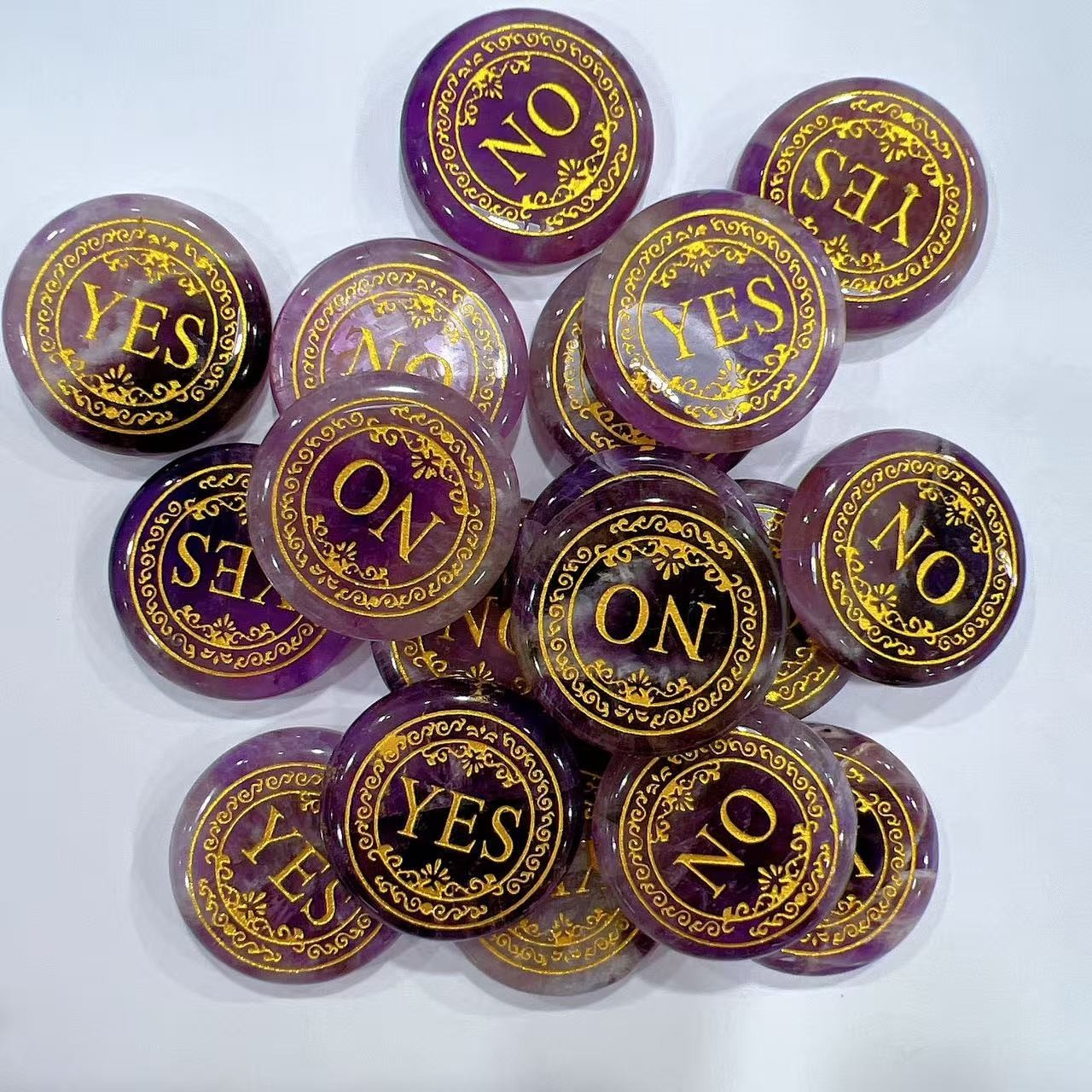 5PCS Crystal Yes No Decision Maker Coin Engraved Worry Stone Divination