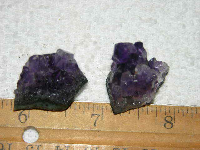 2 Amethyst crystal clusters grape jelly saturation smaller jewelry-sized 1″ J29