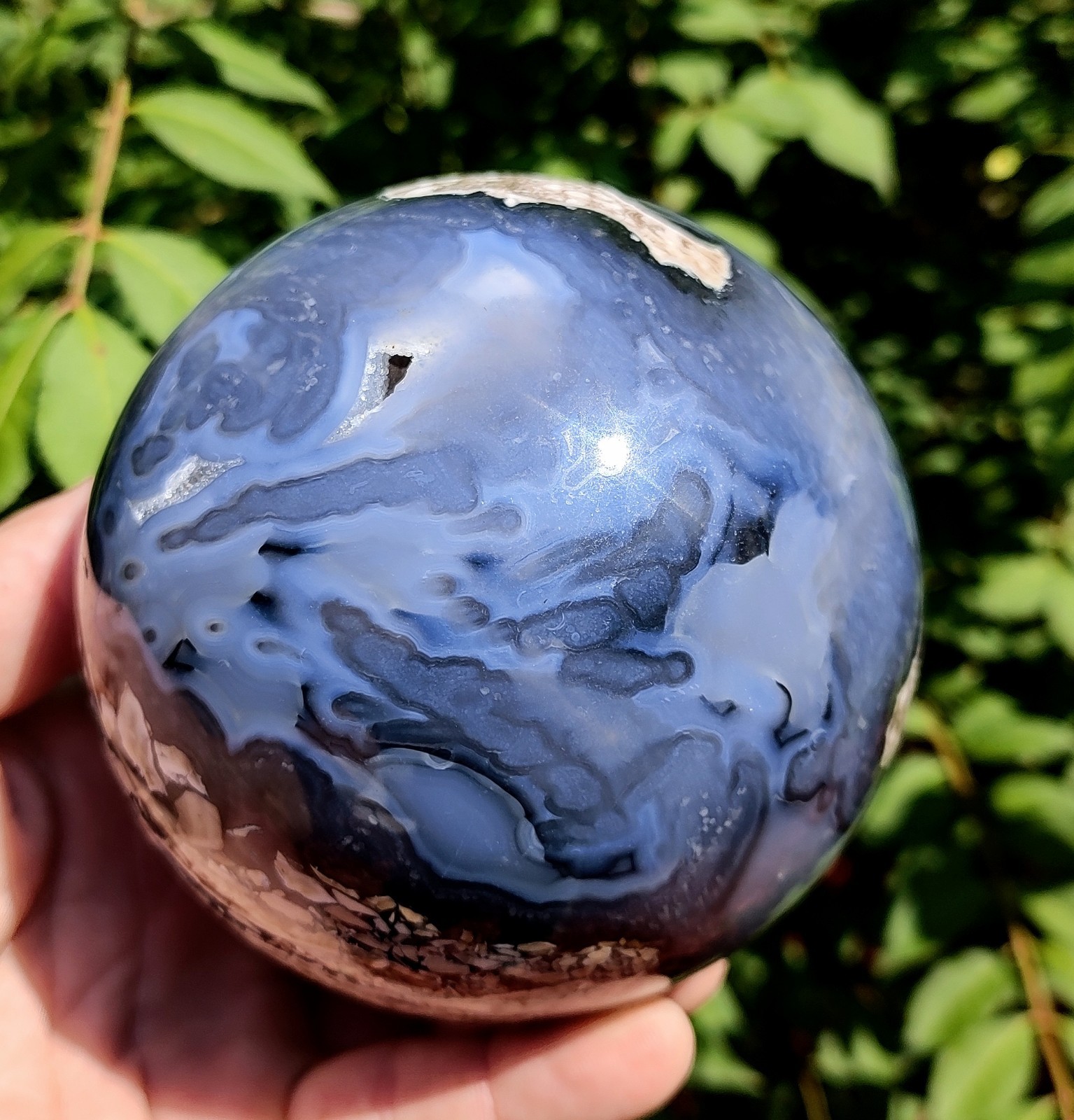 3LB 14OZ, UV REACTIVE VOLCANO AGATE CRYSTAL DRUZZY SPHERE, 106MM DISPLAY SPHERE