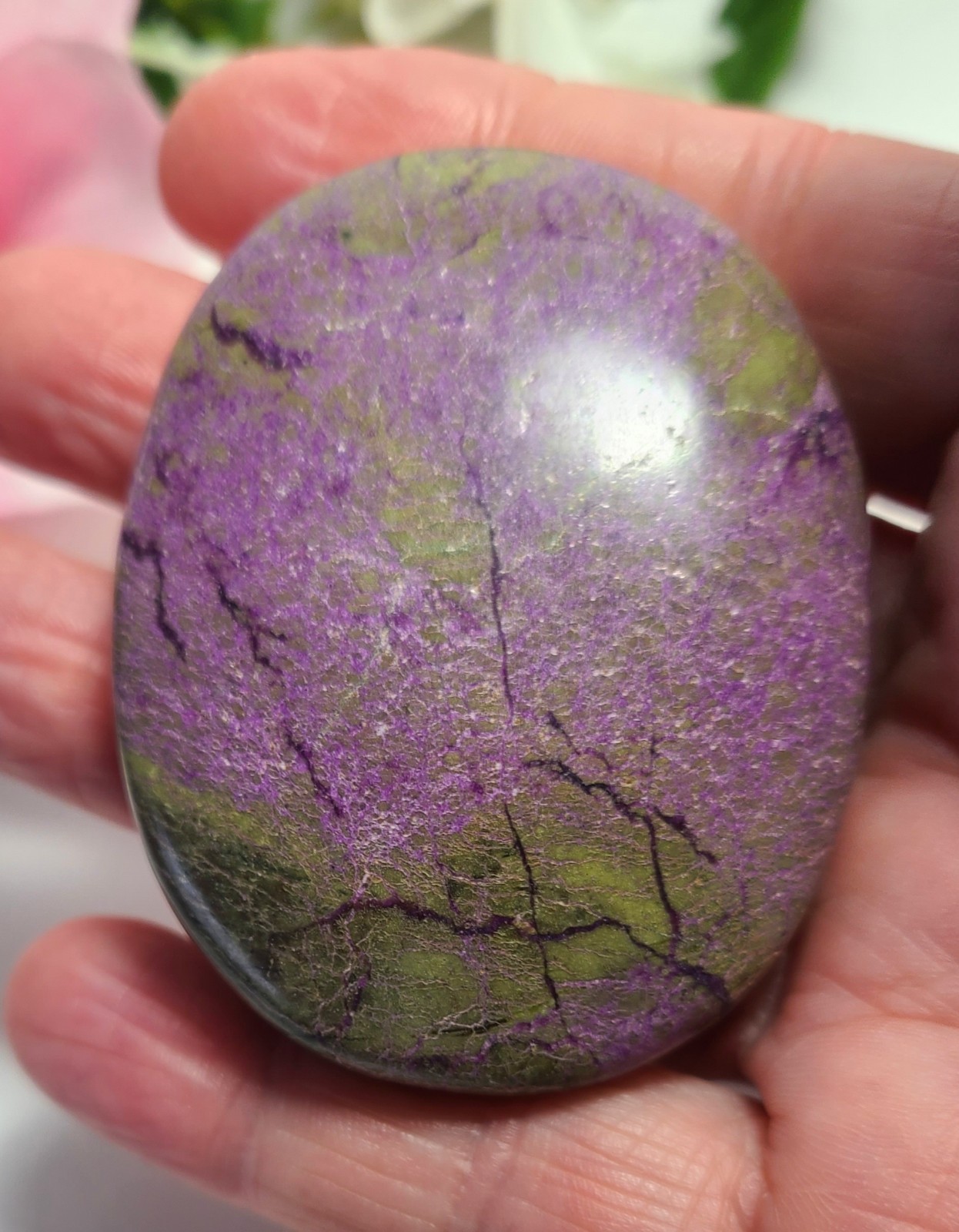 Top 2.3″ 69g A++ Pretty Stichtite Atlantisite Crystal Palmstone Palm Stone
