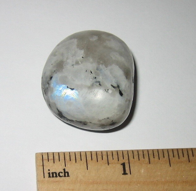 1.25″ TUMBLED POLISHED NATURAL RAINBOW MOONSTONE CRYSTAL STONE INDIA ~ 29.1g *1