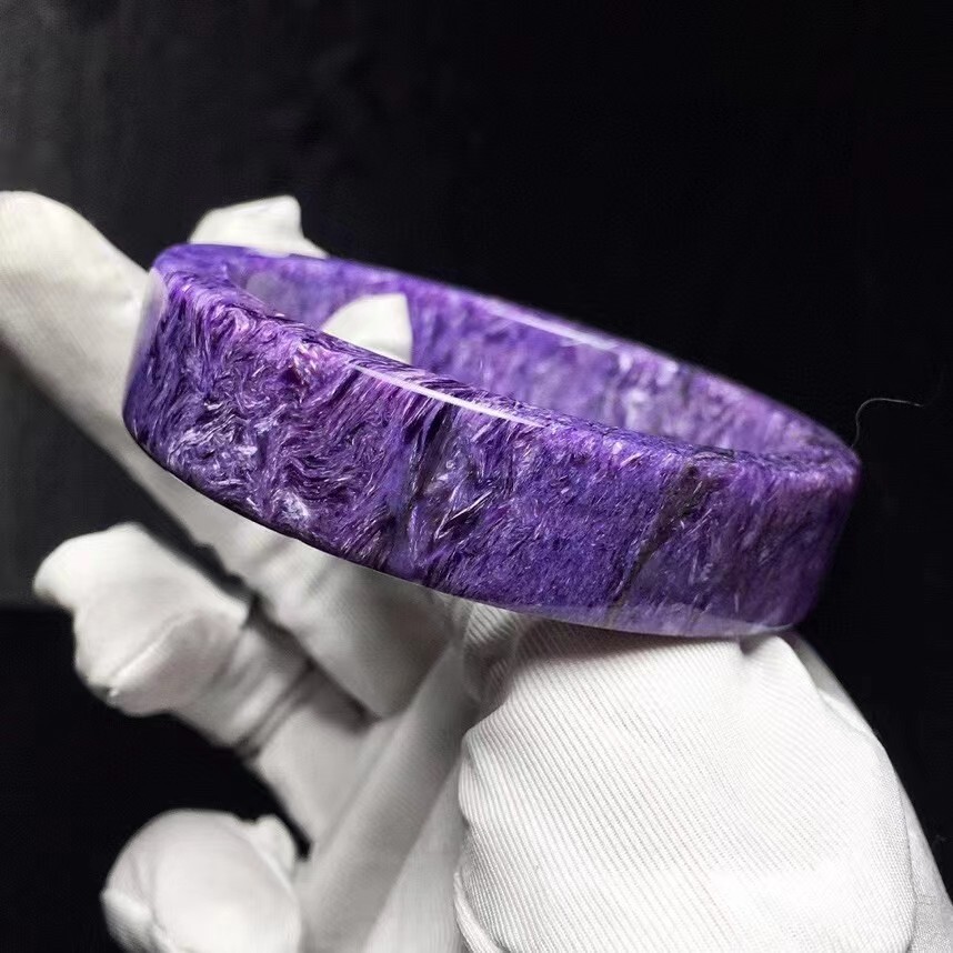 Genuine Natural Purple Charoite Gemstone Crystal Woman Fashion Bangle 51mm AAAA