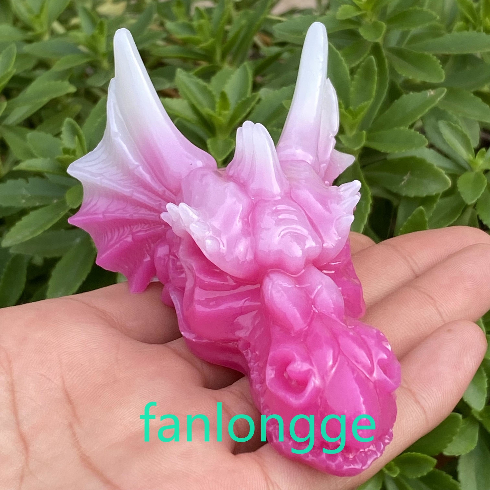 3.5″ Luminous Stone Pink Dragon skull Carved Quartz Crystal Gift Healing 1pc