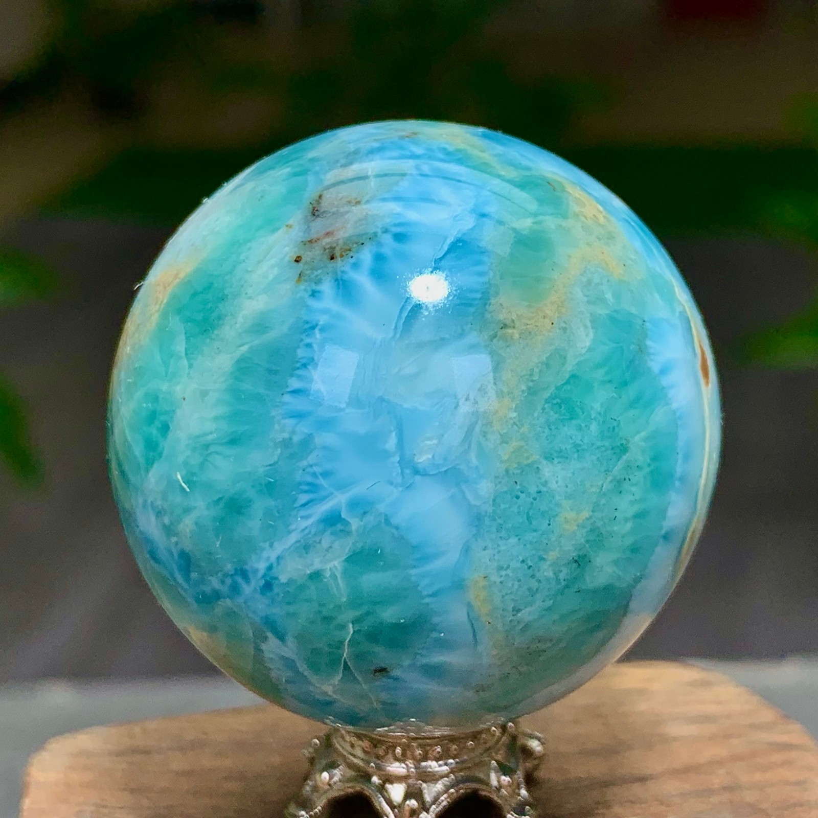 87G Natural larimar Gorgeous rough Crystal Sphere Ball Healing