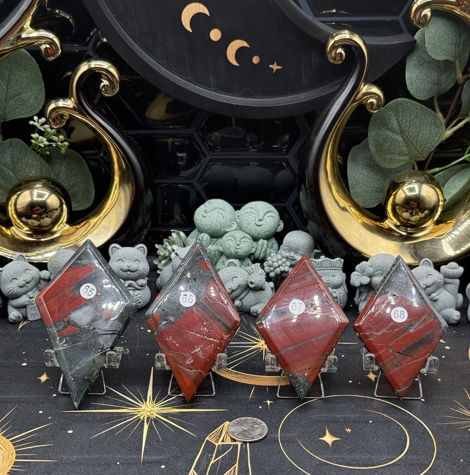 Natural Afrcan Bloodstone Diamonds Pyrite inclusions w/ small stands free ship