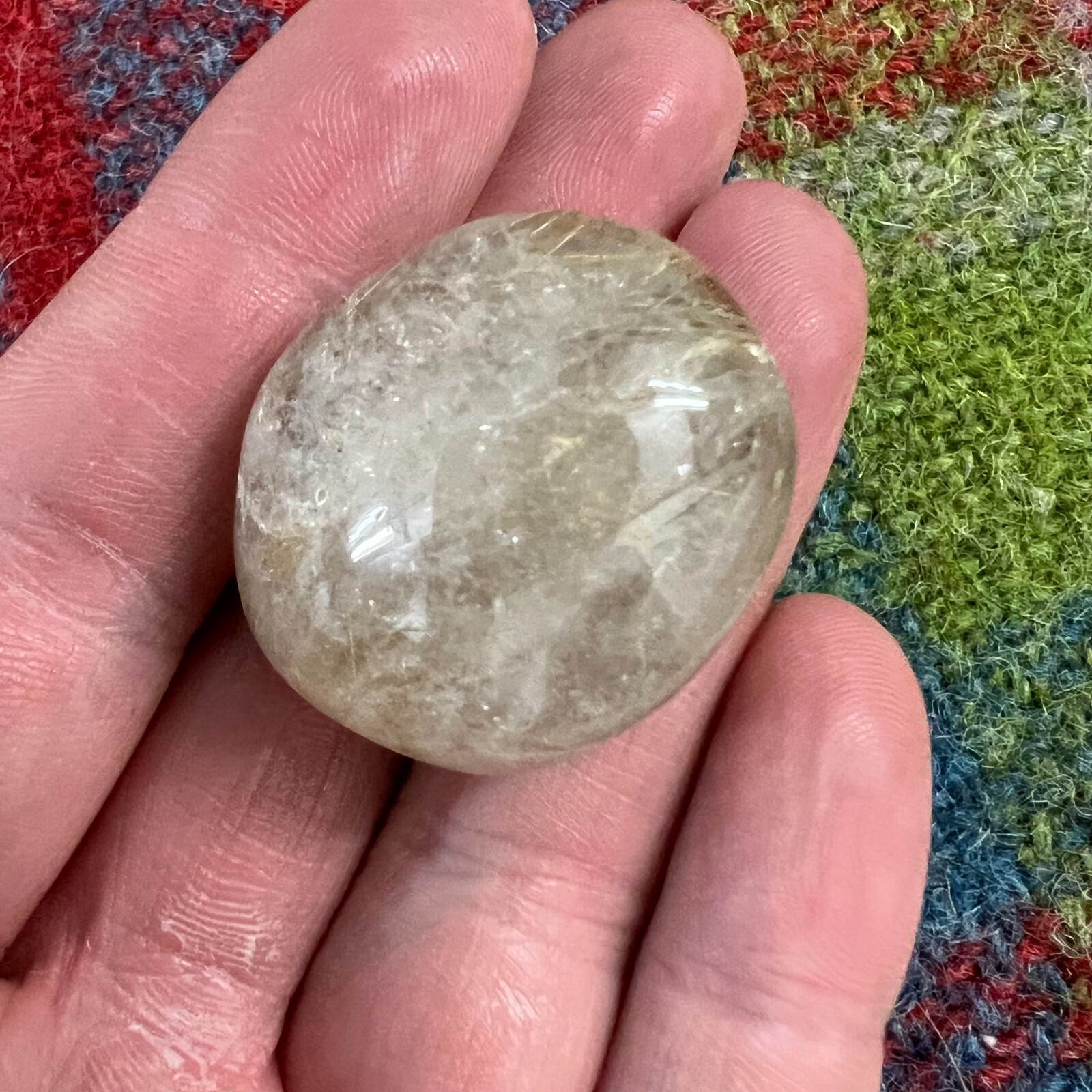 Rutilated Quartz Crystal Gemstone Clear Gold & Silver Strand Sphere 21 Grams
