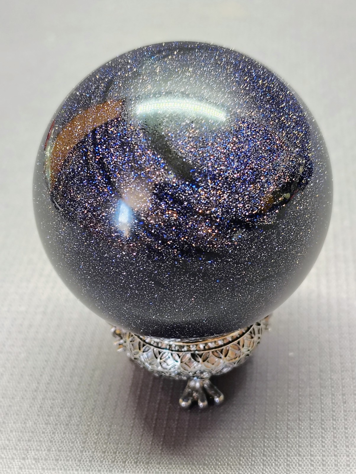 241g Dark Blue Goldstone Crystal Sphere 56mm