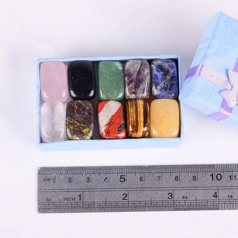 10 Pcs /Set Natural Tumbled Stone 15-20mm Mix Rock And Quartz Rose Bead Chakra H