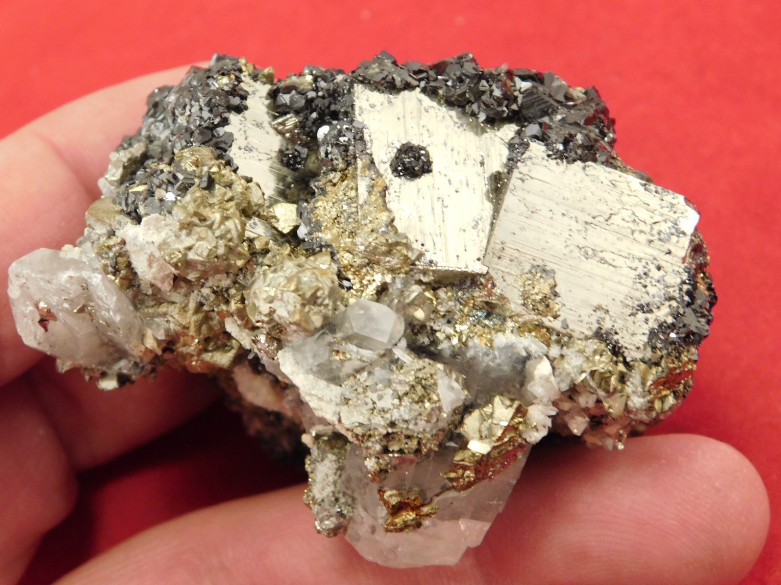 Sphalerite Crystals with Druzy Pyrite and FLUORESCENT Calcite Peru 195gr
