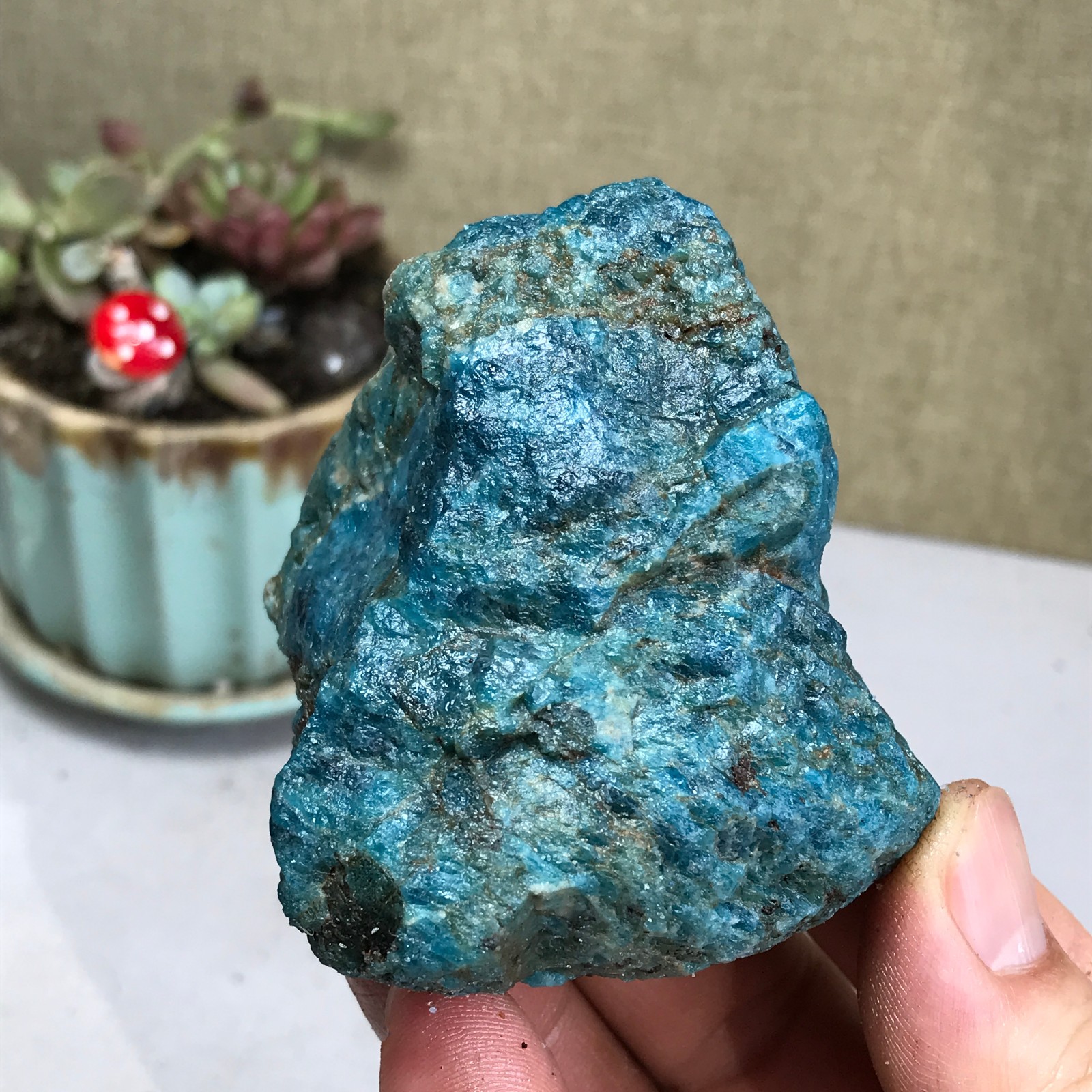 57-49-50mm Top Natural apatite Crystal uncut gemstone Mineral Specimen A4189