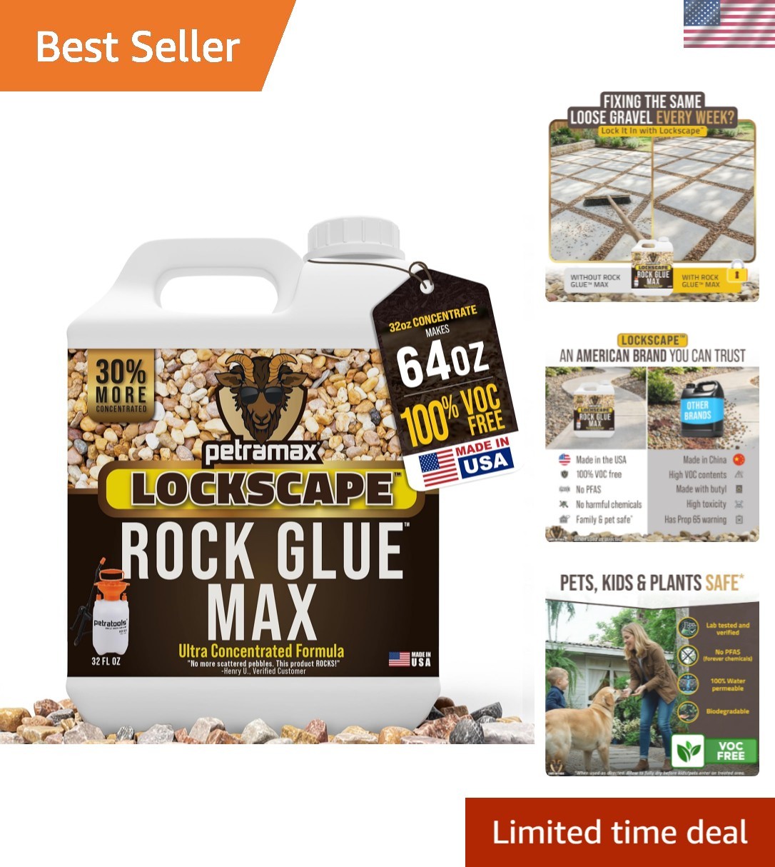 Superior 32 Oz Rock Glue – Effective Gravel & Mulch Stabilizer, Pet Safe Formula