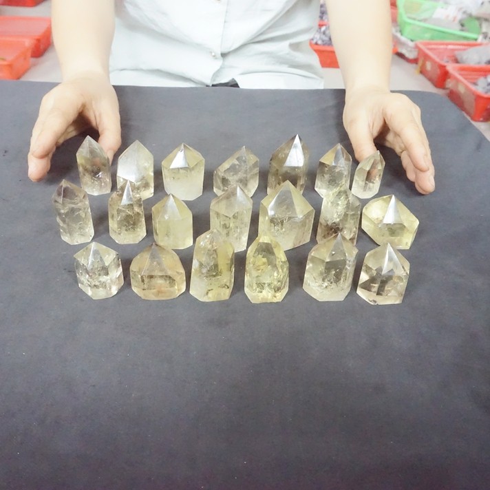 2.2LB 20Pcs Natural Rainbow Citrine Quartz Crystal Point Tower Polished Healing