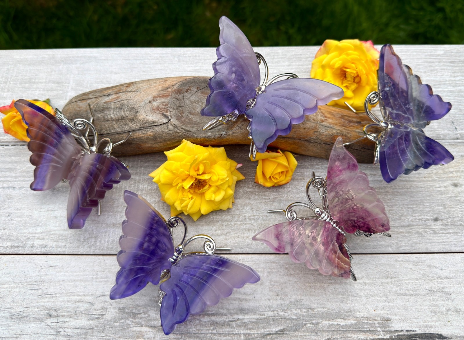 Wholesale 5 PCs Natural Purple Fluorite Butterfly 🦋 Crystals Energy Healing
