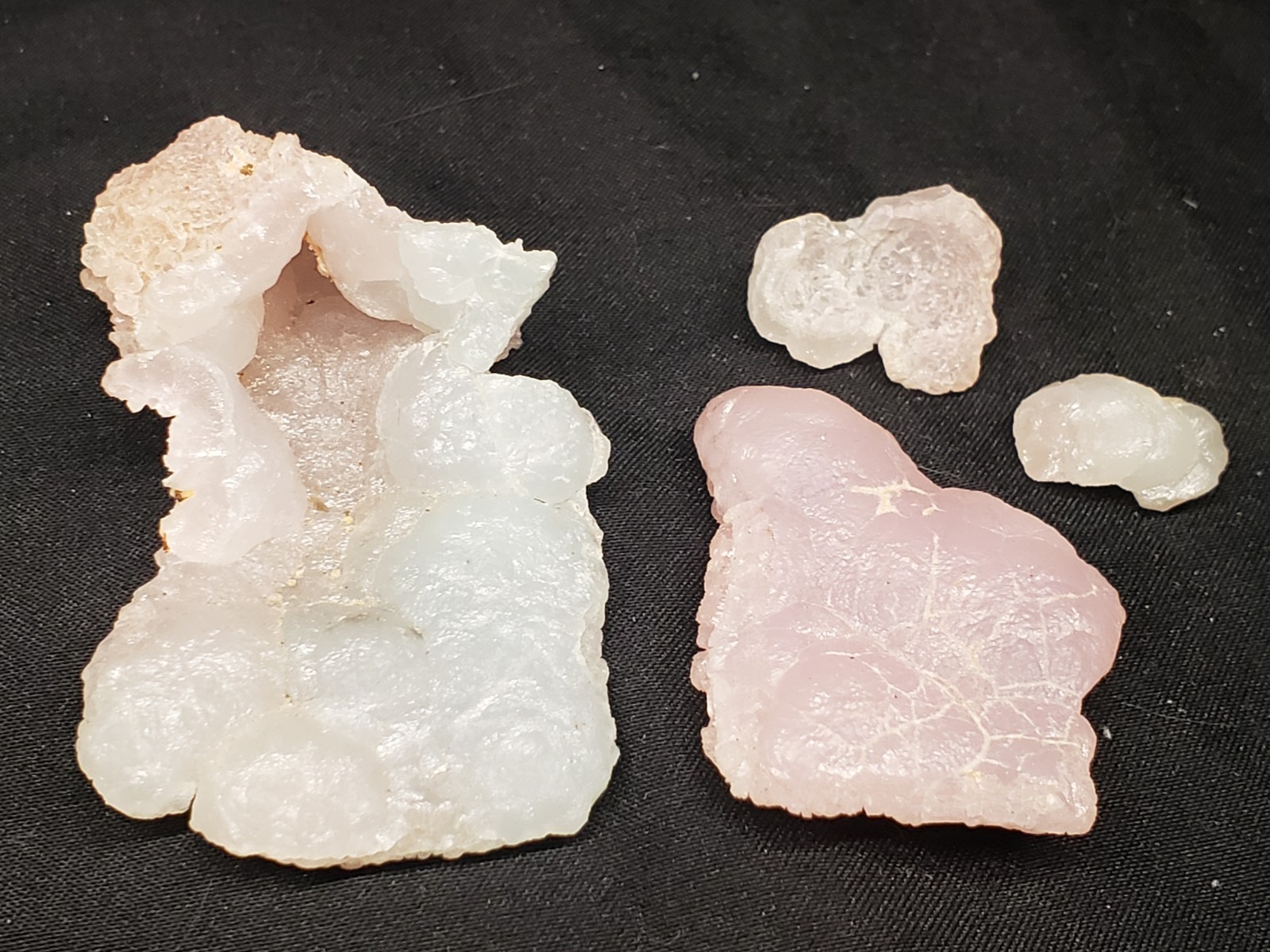 4 – Pink Chalcedony Rose Specimen Lapidary Rough, Display Pieces 62g