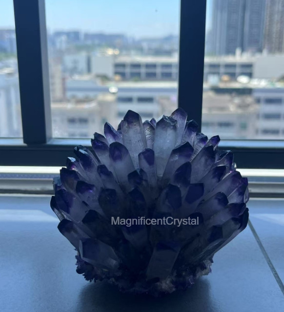 300G+ Amethyst Cluster Light Purple Phantom Crystal Geode Luck Decor Art Gifts